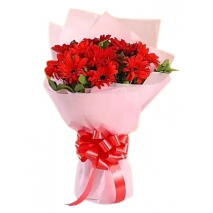 10 Red Color Gerbera in Bouquet to Pampanga